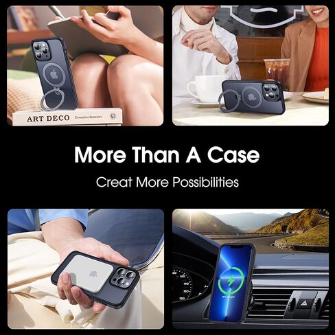 حافظة CASEKOO مصممة لهاتف iPhone 13 Pro Max مع حامل مغناطيسي غير مرئي للحماية من السقوط العسكري متوافقة مع حافظة هاتف MagSafe غير لامعة مقاومة للصدمات لهاتف iPhone 13 Pro Max 6.7 بوصة 2021، أسود in Kuwait