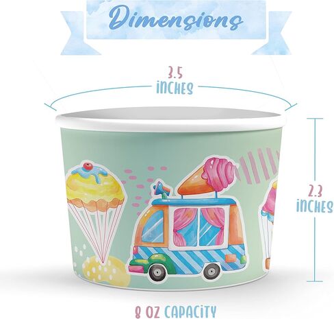ألعاب ممتعة - أوعية آيس كريم للاستعمال مرة واحدة سعة 9 أونصة / 260 مل للأطعمة الساخنة أو الباردة - كوب آيس كريم ورقي للمثلجات والزبادي المجمد والحساء - عبوة من 50 قطعة in Kuwait