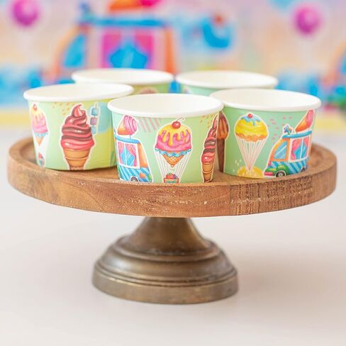 ألعاب ممتعة - أوعية آيس كريم للاستعمال مرة واحدة سعة 9 أونصة / 260 مل للأطعمة الساخنة أو الباردة - كوب آيس كريم ورقي للمثلجات والزبادي المجمد والحساء - عبوة من 50 قطعة in Kuwait