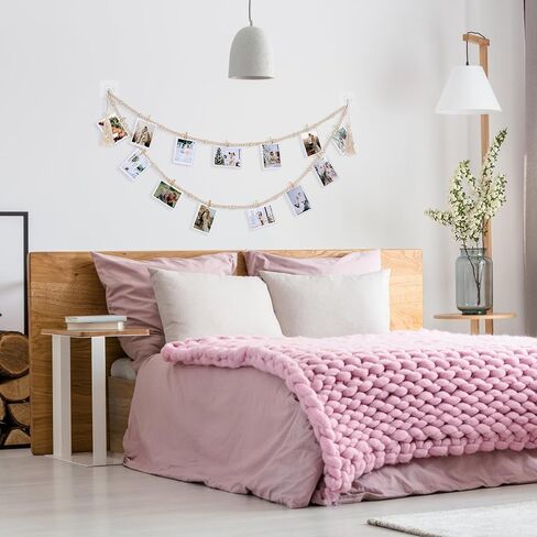 RECUTMS Boho Style Collage Photo Frame Decoration for Dorms with 13 Clips And Two Hooks,Wooden Bead Garland Hanging Photo Display,Classrooms, Bedrooms in Saudi Arabia