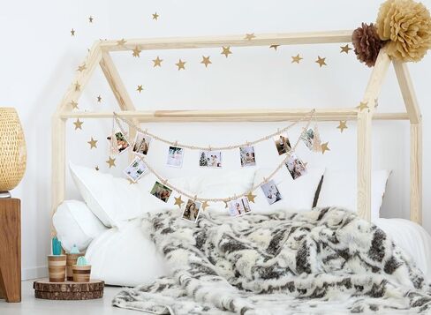 RECUTMS Boho Style Collage Photo Frame Decoration for Dorms with 13 Clips And Two Hooks,Wooden Bead Garland Hanging Photo Display,Classrooms, Bedrooms in Saudi Arabia