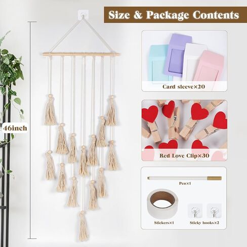 RECUTMS Boho Style Collage Photo Frame Decoration for Dorms with 13 Clips And Two Hooks,Wooden Bead Garland Hanging Photo Display,Classrooms, Bedrooms in Saudi Arabia