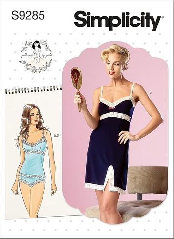 Simplicity Misses' Lace-Trimmed Camisole, Slip, and Underwear Packet, Code 9285 Sewing Pattern, Sizes 14-22, White in Saudi Arabia