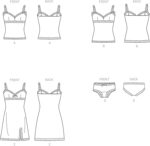 Simplicity Misses' Lace-Trimmed Camisole, Slip, and Underwear Packet, Code 9285 Sewing Pattern, Sizes 14-22, White in Saudi Arabia