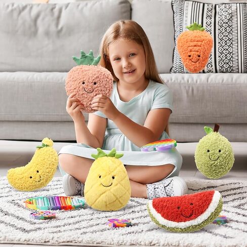 8 قطع من وسائد الفاكهة اللطيفة، مقاس 8 بوصة، الأفوكادو والموز والبطيخ والخوخ والفراولة والمانجو والجزر والأناناس، ألعاب قطيفة للأولاد والبنات والطلاب والفصول الدراسية ومكافآت تبادل الهدايا للحفلات in Kuwait
