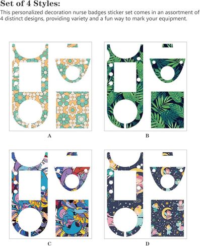 أغطية/أغطية من الفينيل متوافقة مع Vocera B3000/B3000n - مجموعة حصرية مكونة من 4 أنماط، ملصق شارات ممرضة للديكور in Kuwait