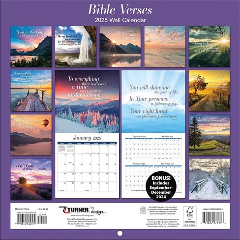 TURNER PHOTOGRAPHIC Bible Verses Photo Mini Wall Calendar (25998950001) in Saudi Arabia