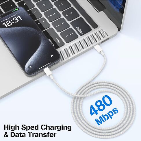 كابل USB C مجدول إلى USB C [3.3FT+6.6FT+10FT] 60 وات 3 حزم، كابل شحن سريع من النوع C متوافق مع iPhone 15/15 Pro/15 Pro Max/15 Plus، لهاتف Galaxy S23/S22، iPad Pro، MacBook Air و اكثر in Saudi Arabia