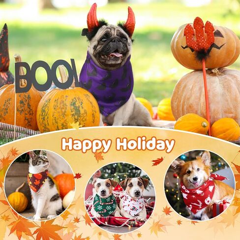 Sanwuta 240 Pcs Holiday Dog Bandanas Halloween Dog Bandanas Thanksgiving Christmas Dog Bandanas for Dog Scarf Bibs Dog Kerchief Set Dog Bandanas for Halloween Thanksgiving Christmas Pet Costume in Saudi Arabia
