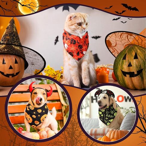 Sanwuta 240 Pcs Holiday Dog Bandanas Halloween Dog Bandanas Thanksgiving Christmas Dog Bandanas for Dog Scarf Bibs Dog Kerchief Set Dog Bandanas for Halloween Thanksgiving Christmas Pet Costume in Saudi Arabia