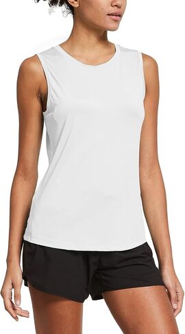 BALEAF Women's Workout Tank Top Sleeveless Running Shirts White&Green XS in Saudi Arabia