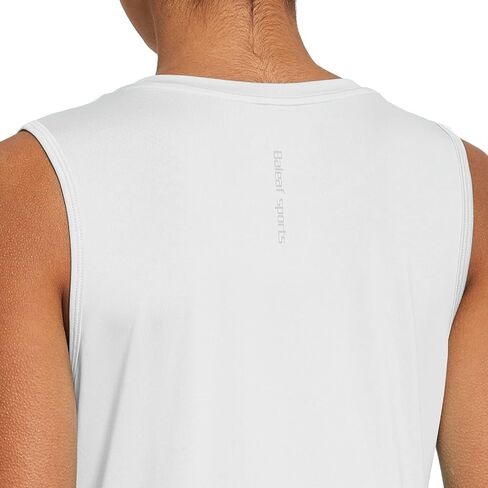 BALEAF Women's Workout Tank Top Sleeveless Running Shirts White&Green XS in Saudi Arabia