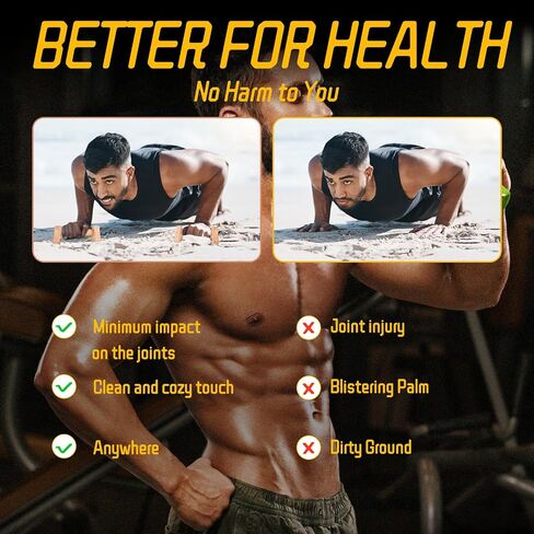 Wooden Parallettes Gravity Fitness,Joint-friendly Push Up Handstand Bars & Mini Bars Non-Slip for Fitness, Gymnastics, Aerobics, Bodybuilding-Non-slip and Durable-1 Pair in Saudi Arabia
