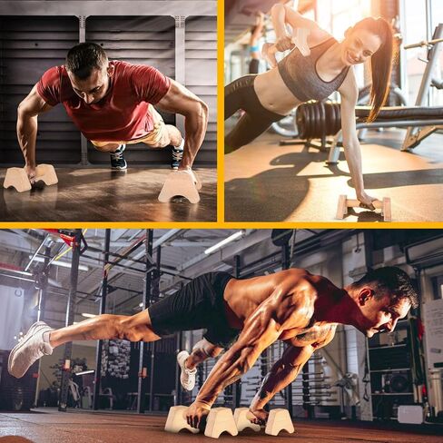 Wooden Parallettes Gravity Fitness,Joint-friendly Push Up Handstand Bars & Mini Bars Non-Slip for Fitness, Gymnastics, Aerobics, Bodybuilding-Non-slip and Durable-1 Pair in Saudi Arabia