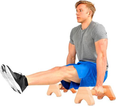 Wooden Parallettes Gravity Fitness,Joint-friendly Push Up Handstand Bars & Mini Bars Non-Slip for Fitness, Gymnastics, Aerobics, Bodybuilding-Non-slip and Durable-1 Pair in Saudi Arabia