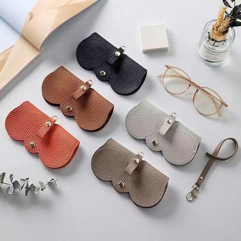 3Pcs Soft Leather Sunglasses Bag, Leather Glasses Case Holder Slim Sunglasses Pouch with Wrist Strap, Sunglass Organizer Case in Saudi Arabia
