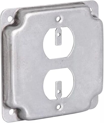 Hubbell-Raco 902C 1 Duplex Receptacle 4-Inch Square Exposed Work Cover, Silver in Saudi Arabia