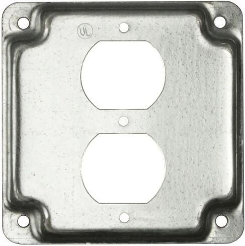 Hubbell-Raco 902C 1 Duplex Receptacle 4-Inch Square Exposed Work Cover, Silver in Saudi Arabia