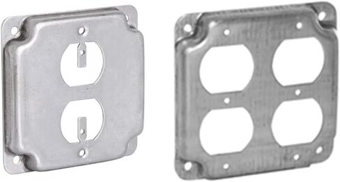 Hubbell-Raco 902C 1 Duplex Receptacle 4-Inch Square Exposed Work Cover, Silver in Saudi Arabia