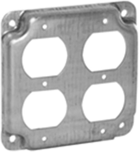 Hubbell-Raco 902C 1 Duplex Receptacle 4-Inch Square Exposed Work Cover, Silver in Saudi Arabia