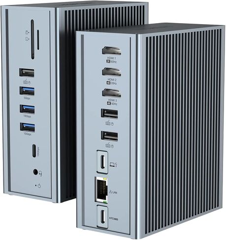 قاعدة توصيل USB C 16 في 1، محطة إرساء USB C، محور متعدد المنافذ للشاشة رباعية (10 جيجابت في الثانية USB-A/C 3.1، SD/TF، ​​3*HDMI، 100 وات PD، جيجابت إيثرنت، صوت) لأجهزة الكمبيوتر المحمول والكمبيوتر اللوحي USB C in Saudi Arabia