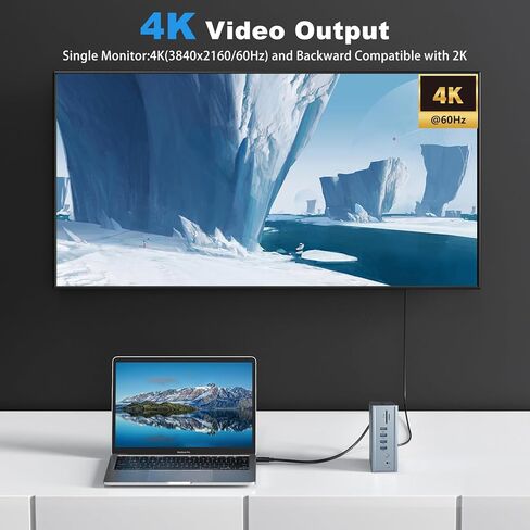 قاعدة توصيل USB C 16 في 1، محطة إرساء USB C، محور متعدد المنافذ للشاشة رباعية (10 جيجابت في الثانية USB-A/C 3.1، SD/TF، ​​3*HDMI، 100 وات PD، جيجابت إيثرنت، صوت) لأجهزة الكمبيوتر المحمول والكمبيوتر اللوحي USB C in Saudi Arabia