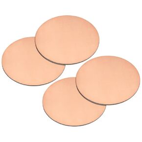 uxcell Pure Copper Sheet, 4pcs 2" x 0.03" 20 Gauge T2 Copper Metal Round Plate for Crafts, Electrical Repairs