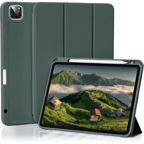 Kenke iPad Pro 11 Inch Case 4th/3rd/2nd/1st Generation (2022/2021/2020/2018) with Right Side Pencil Holder, Support 2nd Gen Pencil Charging Soft Slim PU Cover Auto Wake/Sleep (Black)