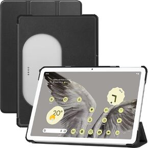 NINKI Compatible Google Pixel Tablet 2023 Case & Stand,Google Pixel Tablet Case (Multiple Viewing Angles),Hard PC + PU Leather Back Cover Protective Case for Google Pixel Tablet 2023 Accessories Gray
