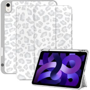 متوافق مع حافظة iPad Air 11 بوصة 2024 الجيل الخامس/الرابع 10.9 بوصة (2022/2020) مع حامل قلم رصاص، جراب خلفي من مادة TPU غطاء للنوم/الاستيقاظ التلقائي للنساء والفتيات - نمط بقرة وردي غربي