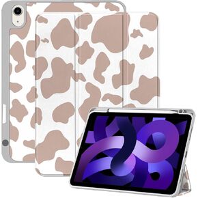 Compatible with iPad Air Case 11 Inch 2024 5th/4th Generation 10.9 Inch (2022/2020) with Pencil Holder TPU Back Case Auto Sleep/Wake Cover Women Girls-Pink Cow Pattern Western in Kuwait