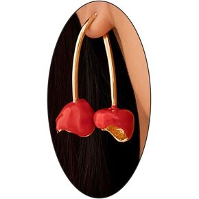 Cherry Drop Statement Earrings for Women Teen Girls,Cute Lovely Red Gold Sliver Fruit Dangle Earrings Party Prom Kawaii Jewelry Accessories Gifts in Kuwait