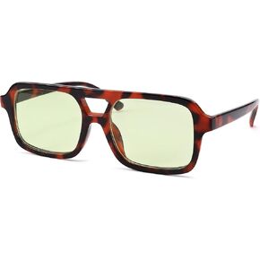 NULOOQ Retro 70s Square Aviator Sunglasses for Women Men Vintage Trendy Rectangle Orange Tinted Sunglasses