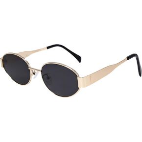Retro Oval Sunglasses for Women Men Trendy Metal Frame Sun Glasses Classic Rectangle Shades UV400 Protection