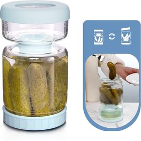 Luvan Pickle Jar with Strainer Flip, 34oz Pickle Container, Glass Pickle Juice Separator Jar-Leakproof Airtight Lid, Hourglass Pickle Storage Flip Jar for Olive,Jalapeno,Sliced Pickle-Dishwasher Safe