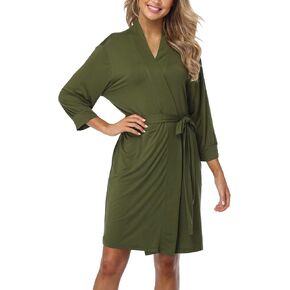 Cotton Robes for Women Kimono Short Knit Sleepwear Knee Length Bathrobes Ladies Loungewear