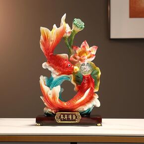 13 Inch Large Chinese Feng Shui Fish Statue Feng Shui Decor Home Office Decoration Tabletop Decor Ornaments Good Lucky Gifts