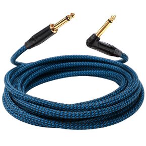 Corson 6.35mm Mono Cable Gold Plated Male to Male Cotton Braided Instrument Guitar Cable Guitar AudioCable Adapter (Red, 3 Meters)
