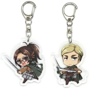 Inc. - Set of 2 AoT Titan Shingeki no Kyojin Acrylic Keychain Erwin Smith, Hange Zoe v1