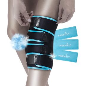 NEENCA Knee Brace with Ice Pack Wrap, Medical Knee Wrap with 3 Reusable Gel Packs, Hot & Cold Therapy for Meniscus Tear, Joint Pain, Knee Pain Relief, Knee Surgery, Sprain & Swelling- FSA/HSA Approved