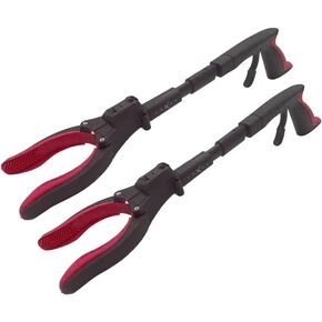 Grabber Reacher Tool 19" Aluminum Magnetic Claw with LED Light, Reacher Grabber Pickup Tool, Foldable Gripper Grabbers for Elderly Grab it Reaching Tool, Trash Grabbers Pickers, Red, by Luxet 2-Pack