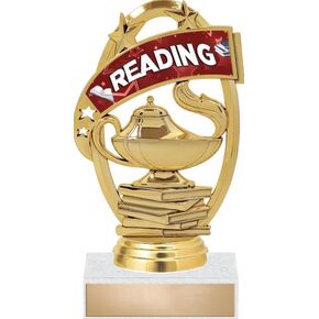 Crown Awards Reading Trophy - 5" Scholastic Education Trophies with Customized Text Prime