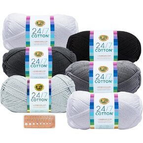 Lion Brand Yarn - 24/7 Cotton - 6 Skein Assortment (Noir)