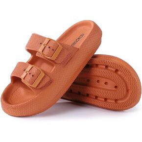 Womens Cute Slides for Women, Open Toe Rubber Bathroom Shower Slippers, Slip On Beach Sandals