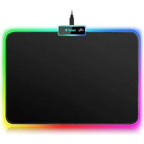 Hcman RGB Gaming Mouse Pad, Large Mousepad with Led Light, PC Gaming Accessories Black Keyboard Pad for Desk, Non-Slip Rubber Base XXL Big Mouse Mat for Gamer Boy Men Gift (31.5 X 12 Inch)