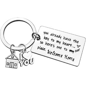 Xiahuyu New Home Keychain Moving in Together Gift for Boyfriend Girlfriend Husband Wife New House Gifts Christmas Birthday Valentines Gifts First Home Gift Housewarming Gifts for Him Her