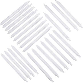 24 Pieces Retractable Gel Pens 0.5 mm Fine Point Ballpoint Rollerball Pens Refillable Long Lasting Smooth Black Ink Fine Point Pen with Comfortable Rubber Grip for Writing Office (White Rod)