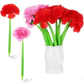 28 Pcs Flowers Pens: Rose Shaped Ballpoint & Rollerball Pens (Black, Wine Red, Pink) 0.5mm Gel Ink for Valentine's Day & Wedding