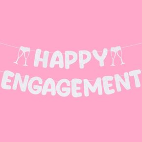 Pre Strung Happy Engagement Banner Glitter Happy Engagement Party Decorations Engaged Banner Engagement Decorations Signs Party Decor Wedding Engagement Banners(Rose Gold)