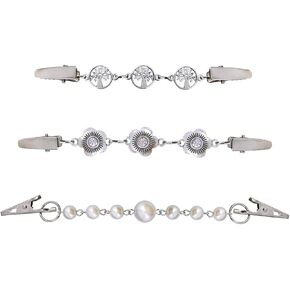 YOQUCOL 3 Pieces Cardigan Clip Sweater Clip Dress Back Clip Silver Brooch Shawl Clip Set for Women Girls